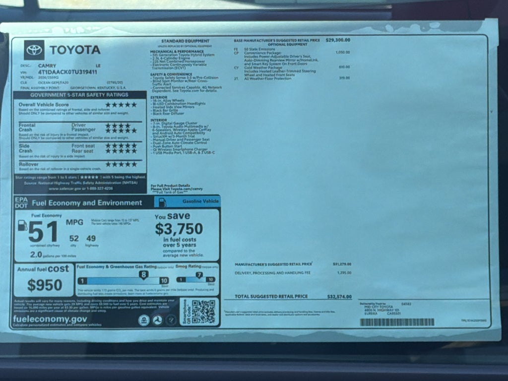 2026 Toyota Camry Hybrid LE