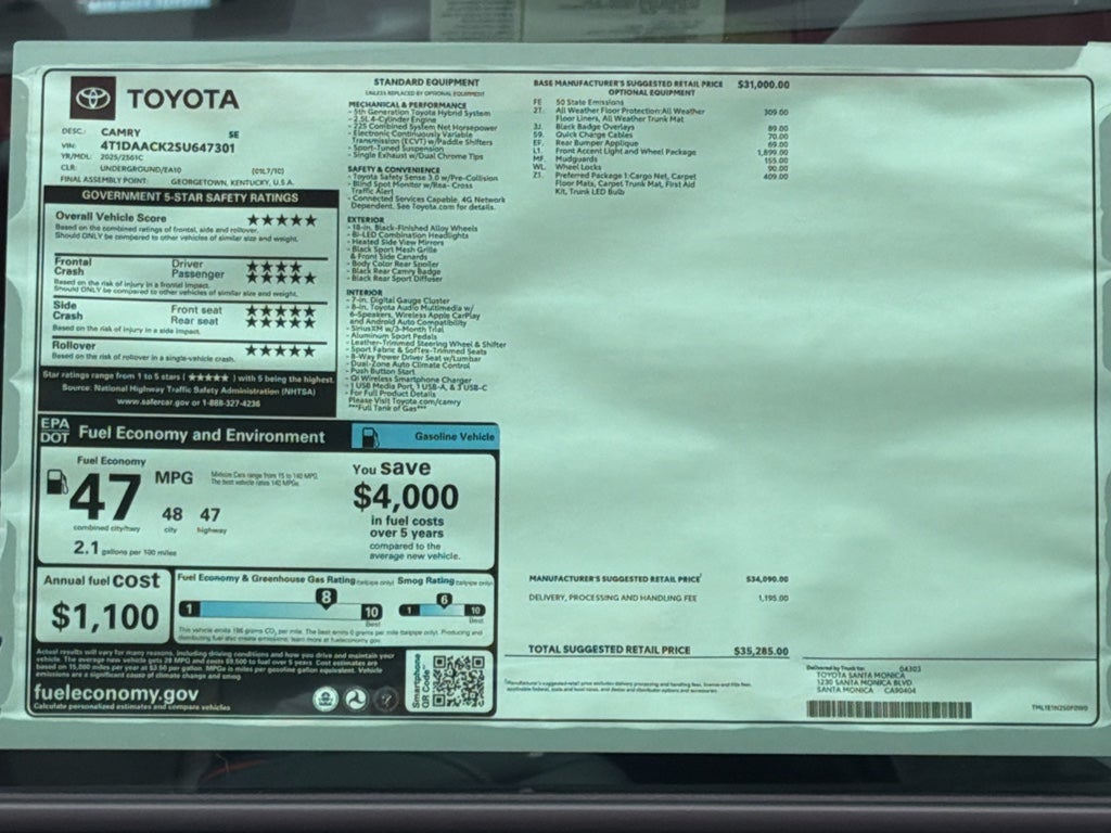 2025 Toyota Camry SE