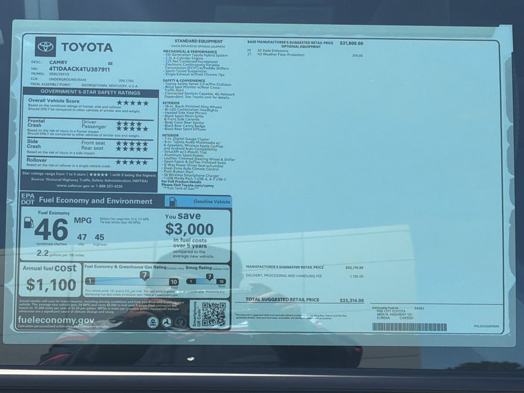 2026 Toyota Camry Hybrid SE