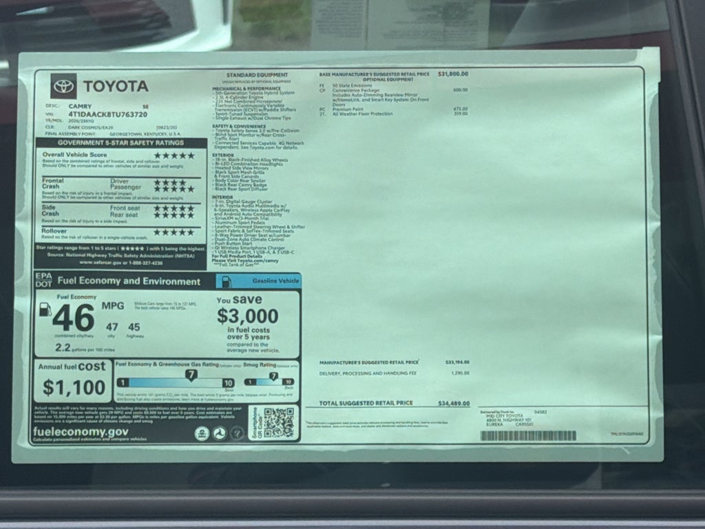 2026 Toyota Camry Hybrid SE