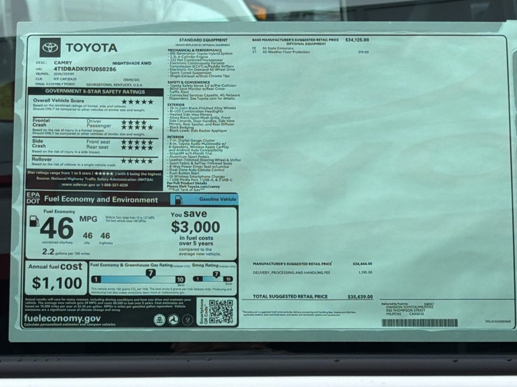 2026 Toyota Camry Nightshade