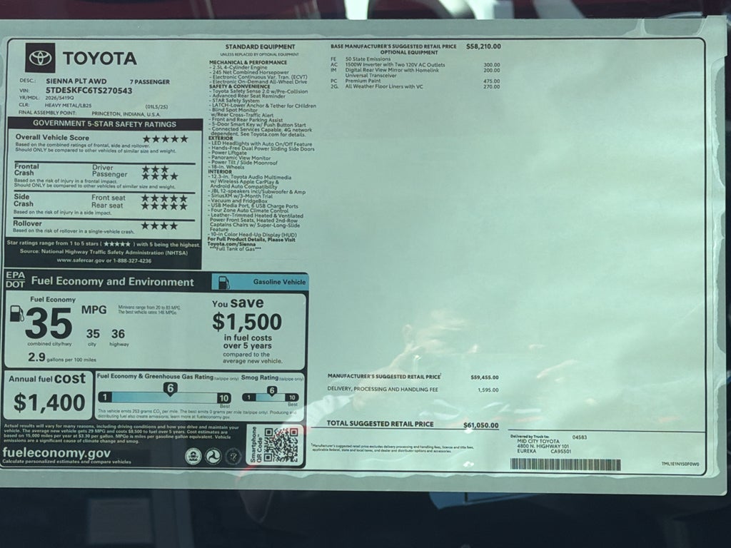 2026 Toyota Sienna Platinum