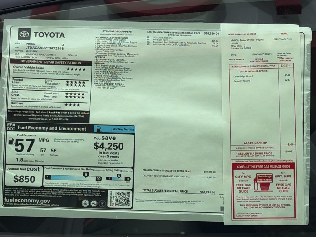 2026 Toyota Prius LE