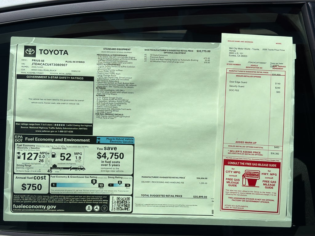 2026 Toyota Prius Plug-in Hybrid SE