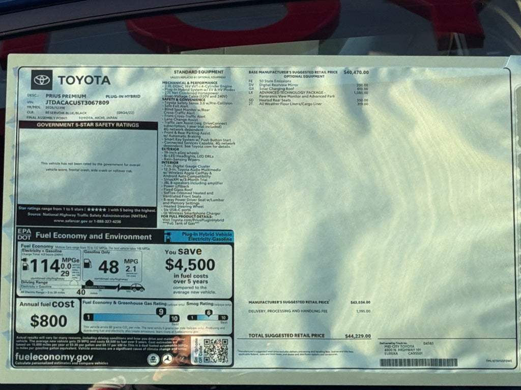 2026 Toyota Prius Plug-in Hybrid XSE Premium