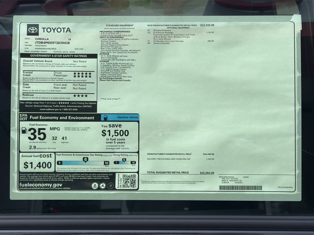 2026 Toyota Corolla LE