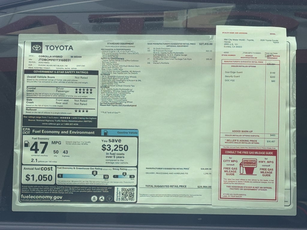 2026 Toyota Corolla Hybrid Hybrid SE