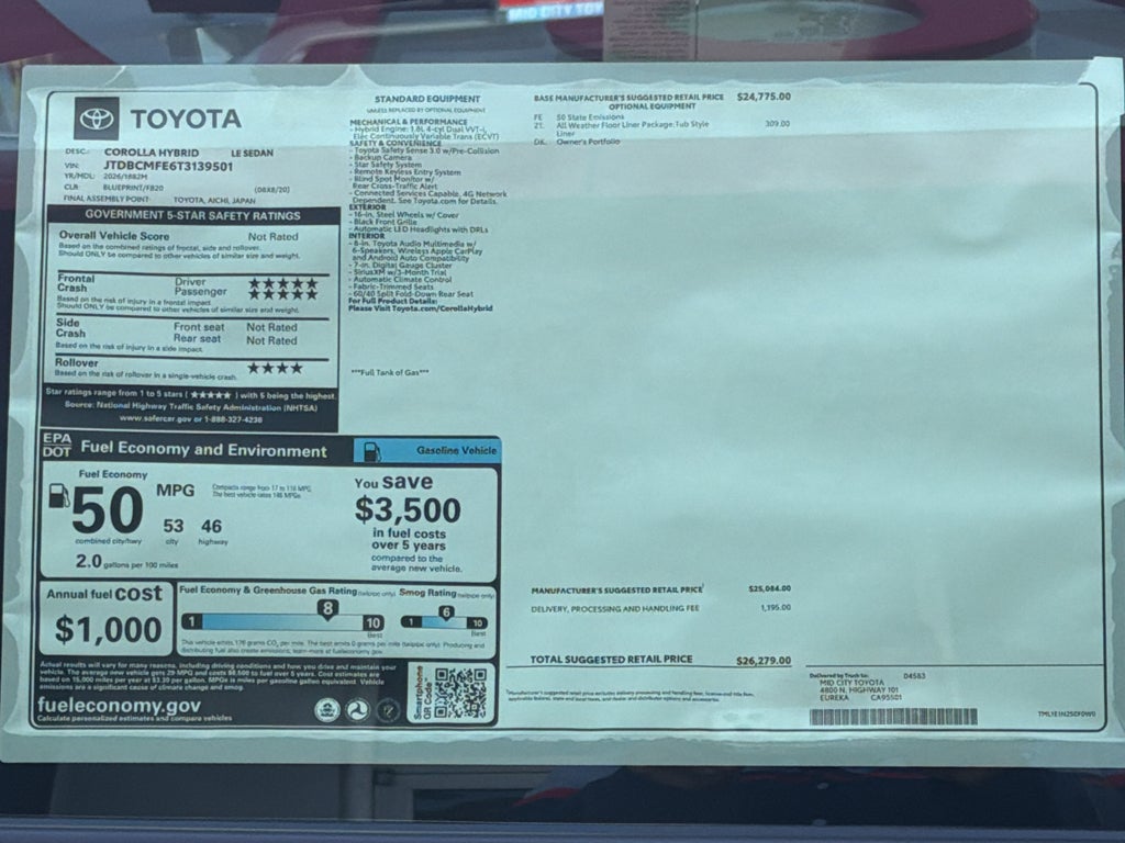 2026 Toyota Corolla Hybrid Hybrid LE