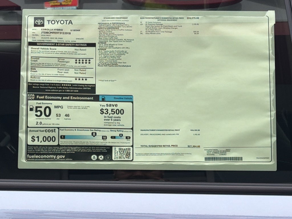 2026 Toyota Corolla Hybrid Hybrid LE