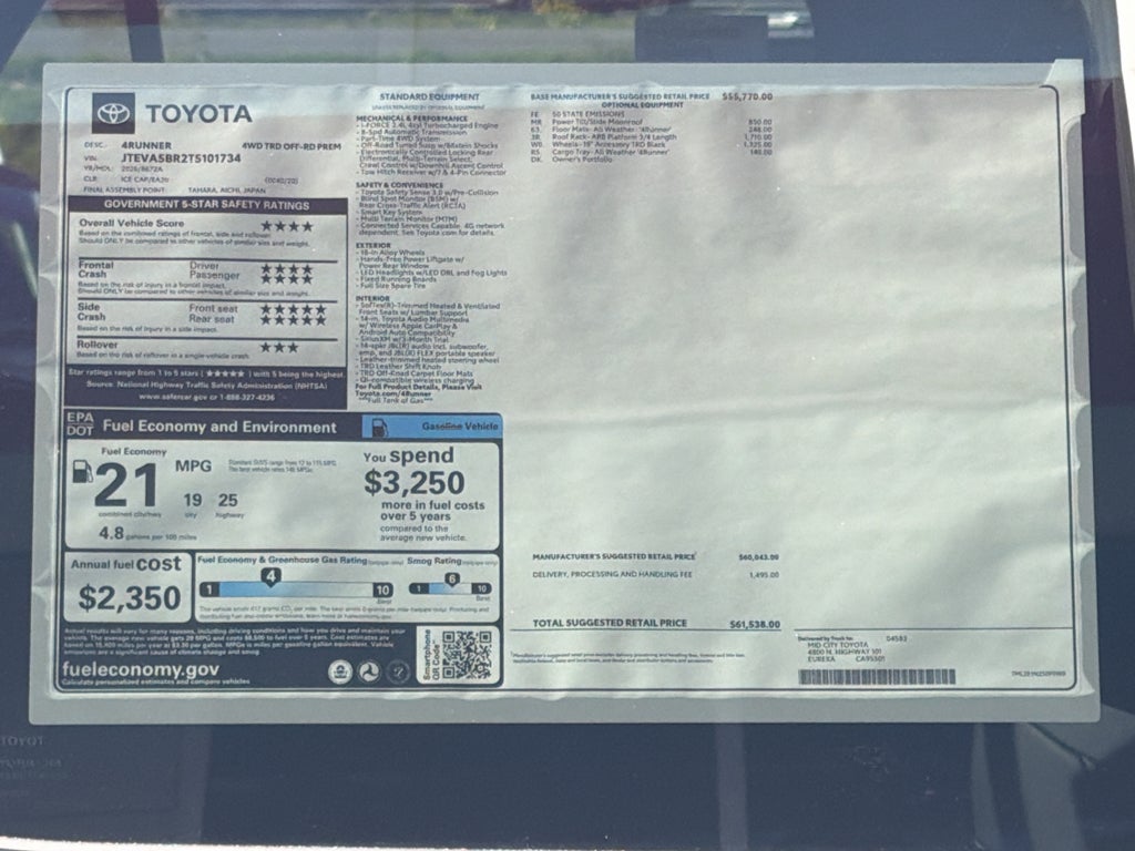 2026 Toyota 4Runner TRD Off-Road Premium