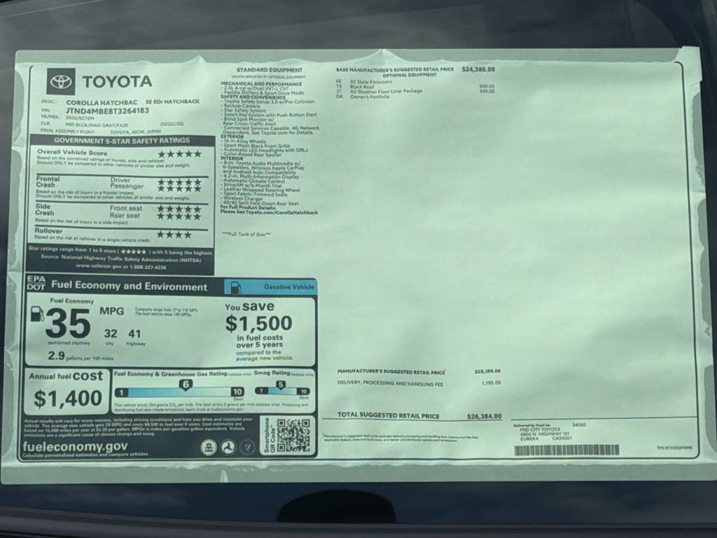 2026 Toyota Corolla Hatchback SE